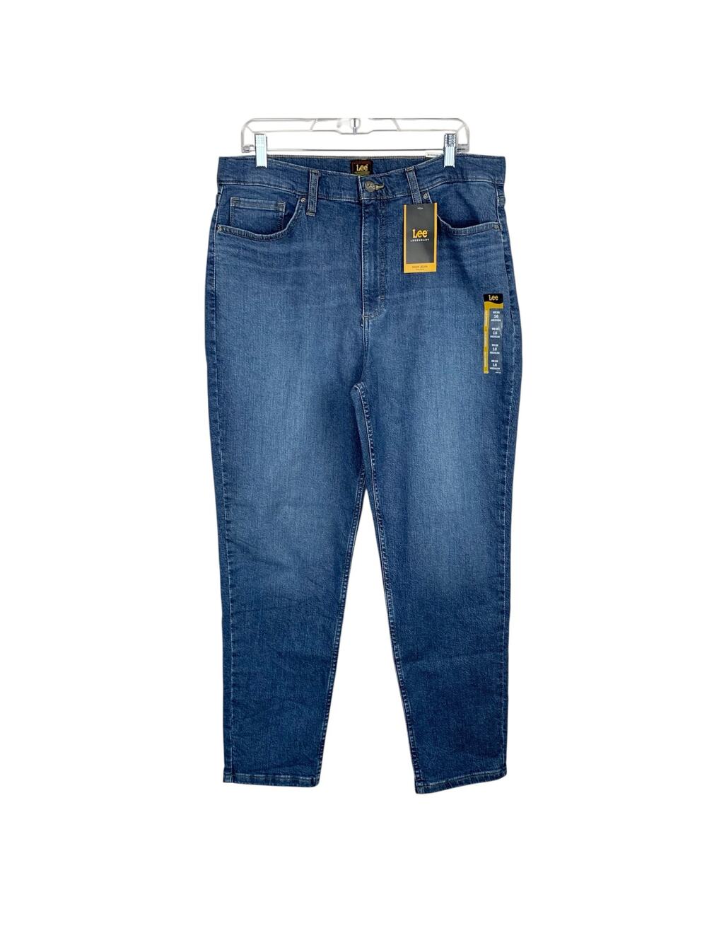 New Lee Mom Jeans High Rise Stretchy Blue Denim Women's 16 M